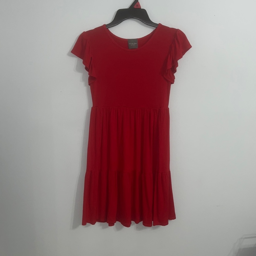 Red Midi Dress with ruffles